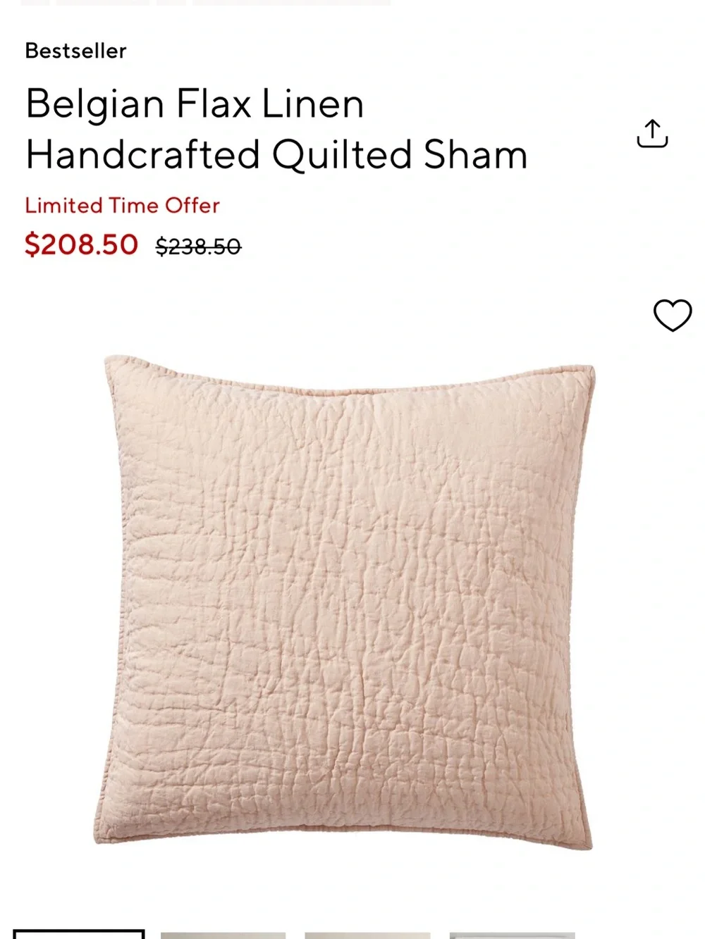 Belgian Flax Linen Euro Pillowcase - Blush Pink Set of 3